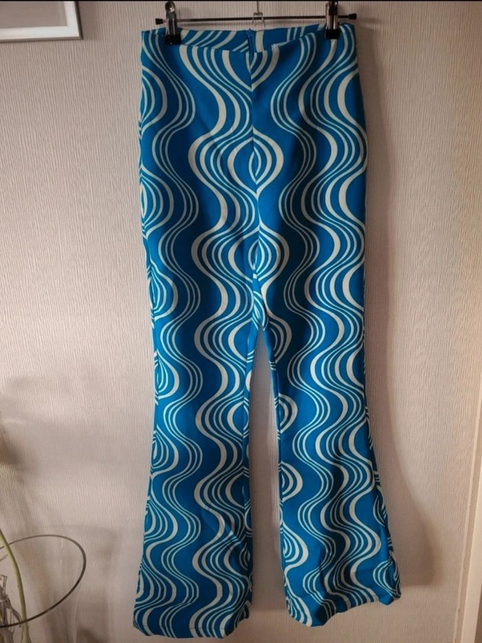 Pantalon bleu et blanc à motifs ample en bas - Taille XS