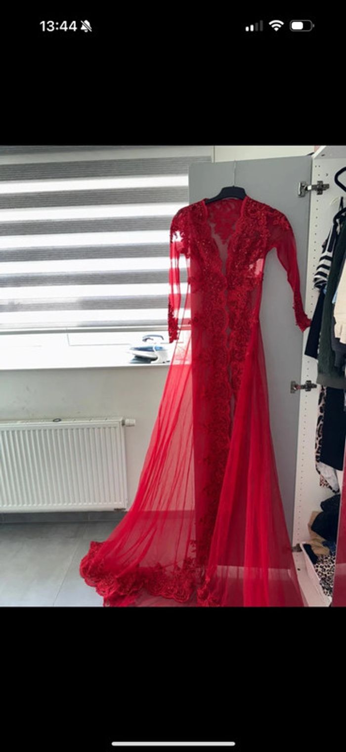 Magnifique caftan neuf taille xs rouge - photo numéro 8