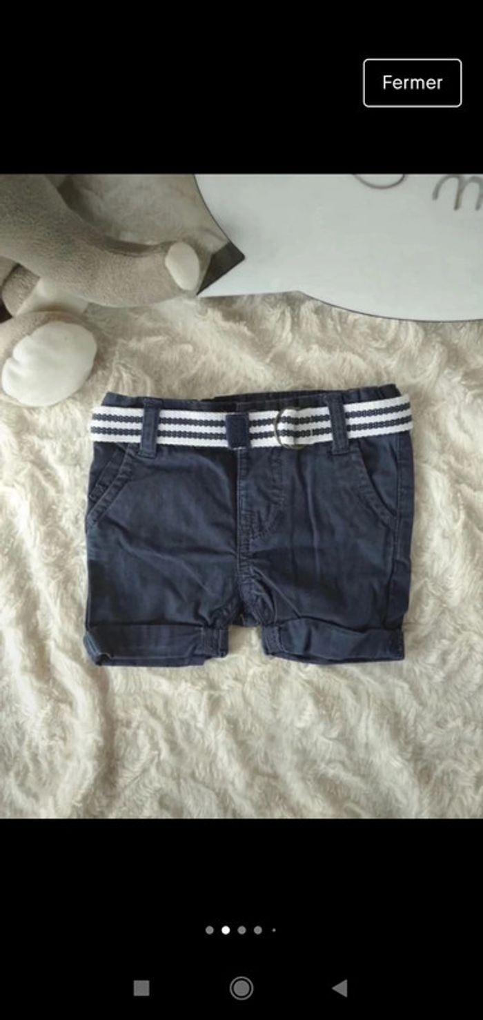 Short Garçon 6 mois avec ceinture Petit Pirate Gémo 100% coton - photo numéro 2
