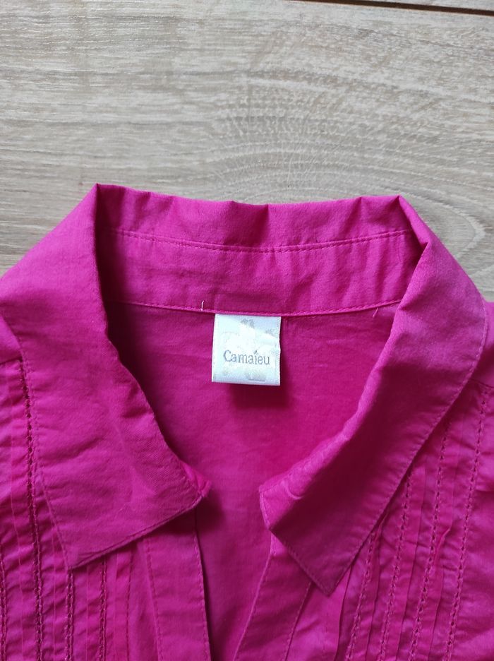 Chemise manches 3/4 Camaïeu fuchsia - photo numéro 5