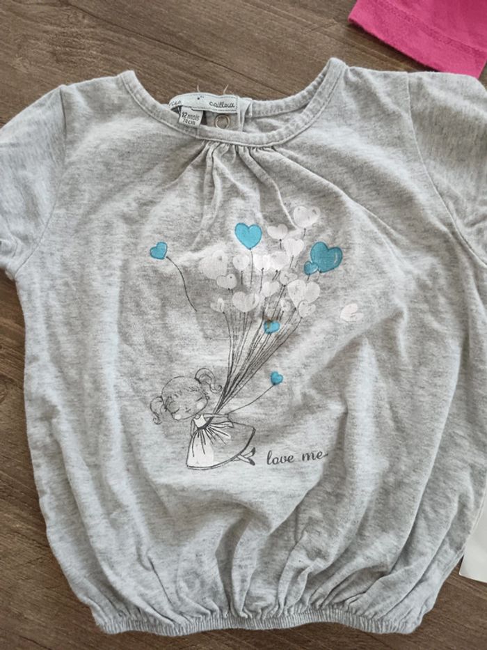 🌞 lot de 3 t-shirts fille 12 mois bon état - photo numéro 2
