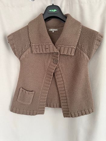 Gilet cardigan sans manches marron Vynil Fraise 