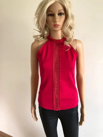 Top rose fuschia neuf avec dentelle Morgan taille XS (valeur 30€)