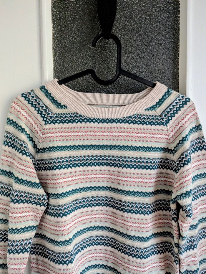 Pull springfield rayé taille 36 rose vert - photo numéro 4