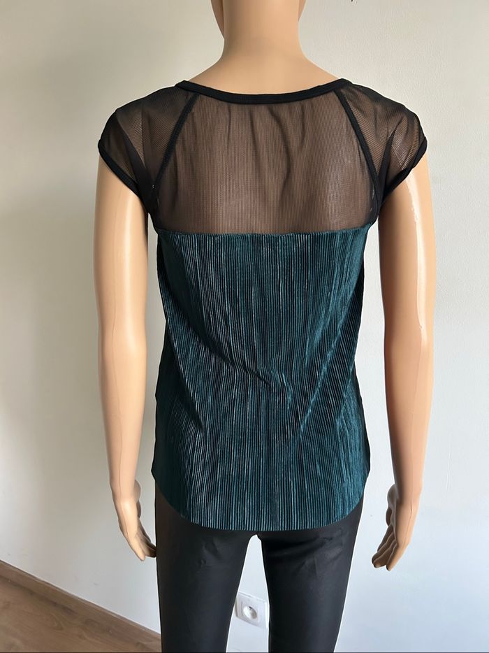 Blouse noire et verte foncée à manches courtes Morgan taille XS jamais portée - photo numéro 5