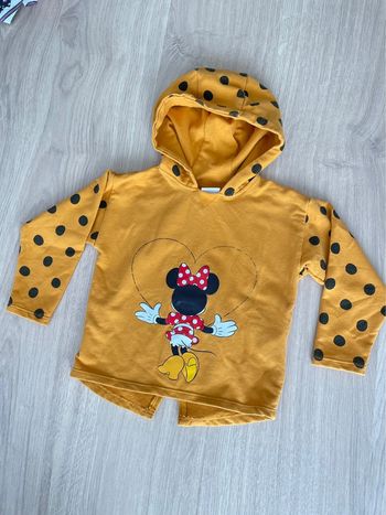 Sweat à capuche jaune moutarde avec Minnie fille taille 3 ans
