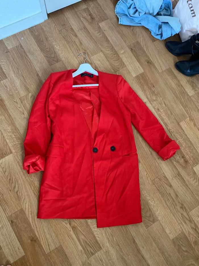 Blazer Zara long rouge - photo numéro 2