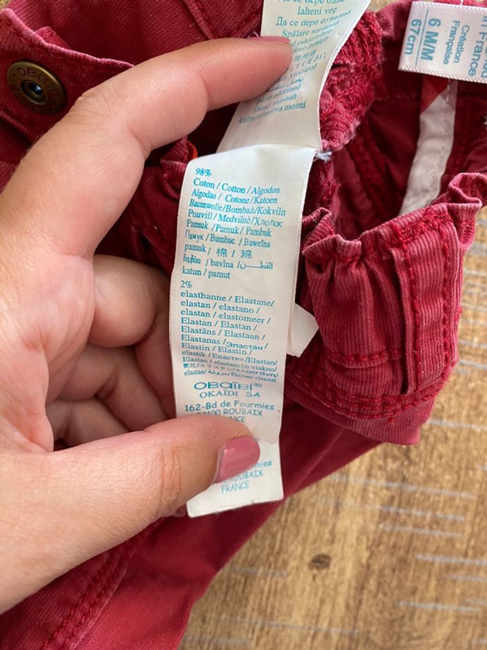 Pantalon rouge obaibi 6 mois garçon - photo numéro 4