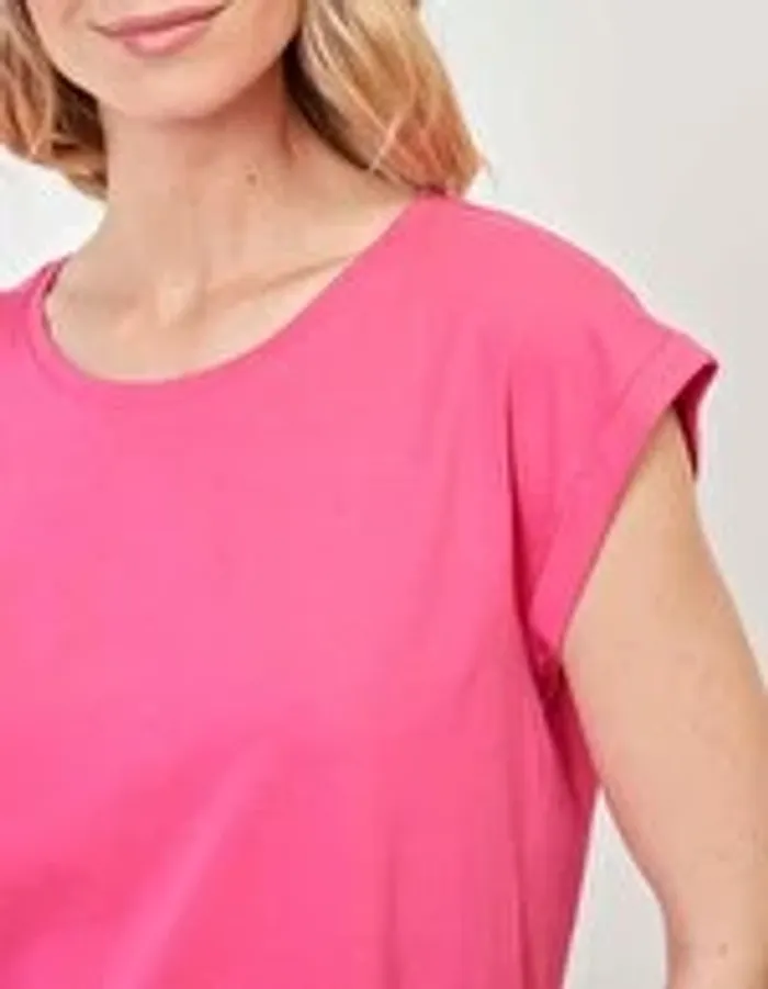 Tee shirt coton bio dentelle CEBANE - taille 46 - couleur framboise - La Fiancée - photo numéro 3