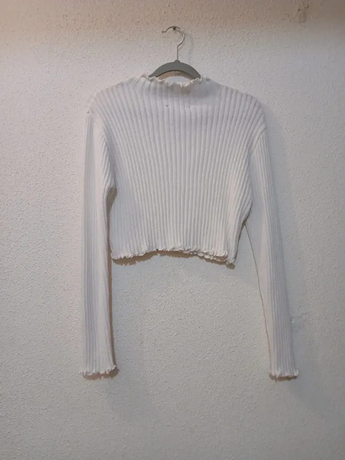 Sweat blanc court basic " shein " taille L - photo numéro 4
