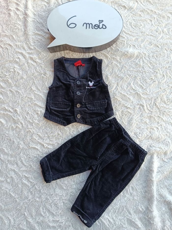 Ensemble velours (boléro+pantalon) anniversaire mariage Noël fête Garçon 6 mois Mickey Originals