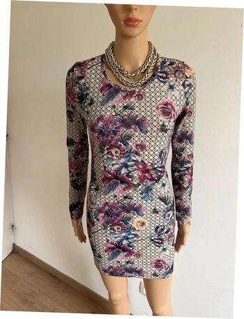 Robe imprimée fleurie à manches longues Glam Style taille M TBE (taille petit)