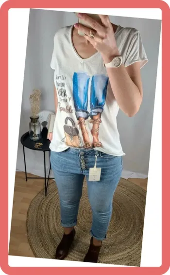 T-Shirt Strass Talons 👠- Taille Unique - Neuf - Bleu