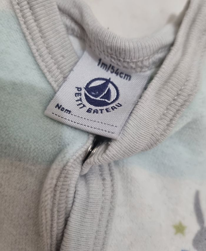 pyjama dors bien petit bateau garçon blanc et bleu à rayure taille 1 mois - photo numéro 2