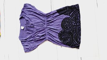 Vêtement femme top haut tee-shirt manches courtes violet et noir Camaïeu taille 1