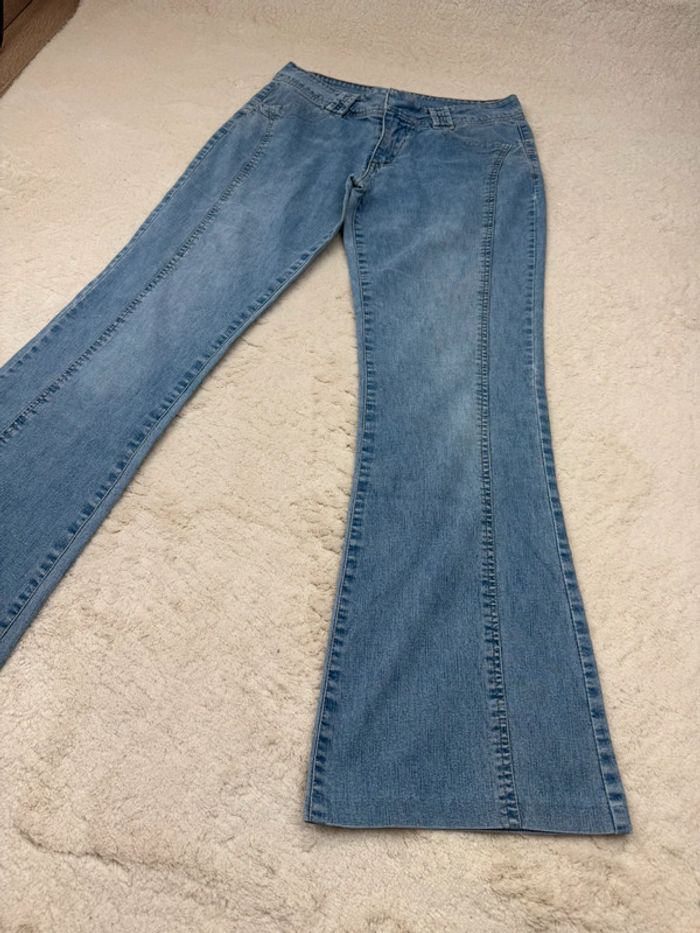 Jeans taille Base évasé bootcut Vintage Bleu Y2k 00’s - photo numéro 3