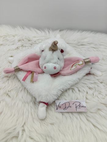 Doudou plat licorne blanc rose Poudre D'Etoiles BN0322 Baby Nat