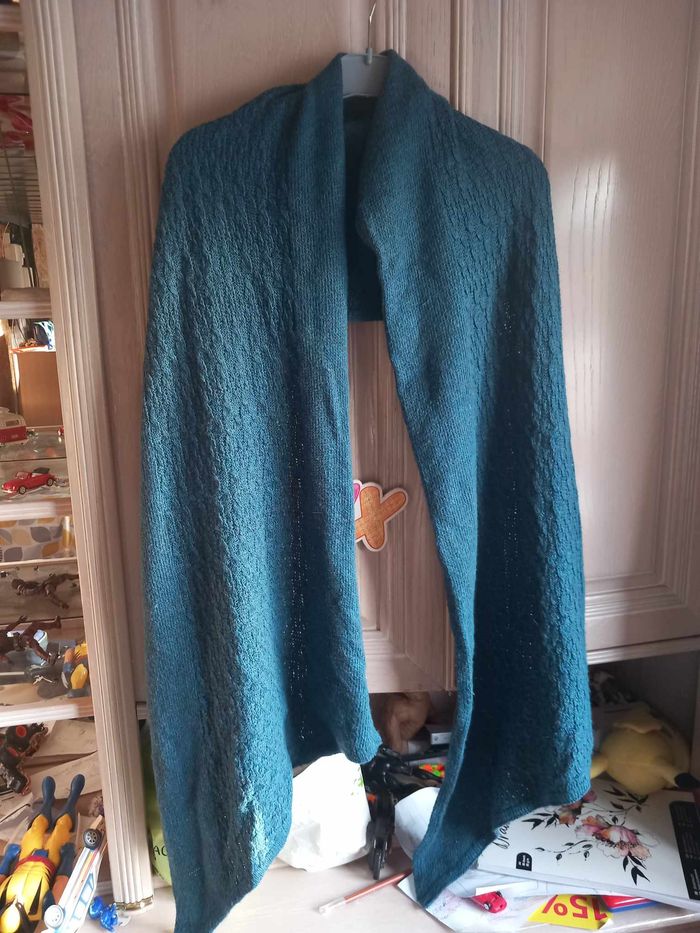 Echarpe longue bleu vert