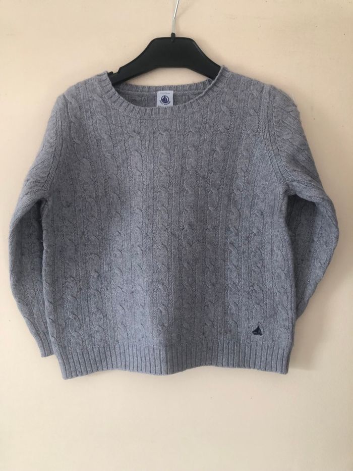 Pull torsades 6 ans Petit Bateau gris clair - photo numéro 3
