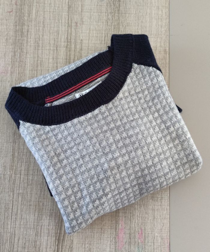 Pull homme U collection taille XXL|2XL pull gris et bleu marine - photo numéro 7