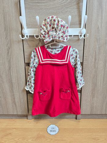 Vêtement Bébé Fille - Ensemble Robe/Body/Bonnet - Sergent Major - 24 mois 86 cm