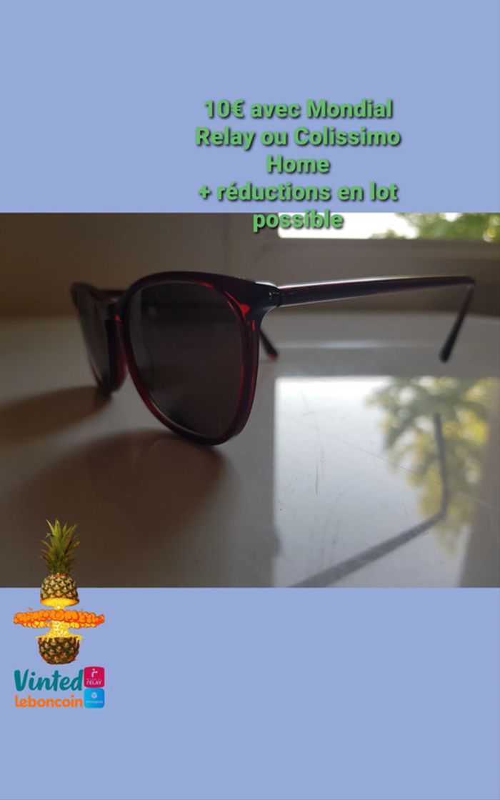 Monture de lunettes de soleil brun rouge
