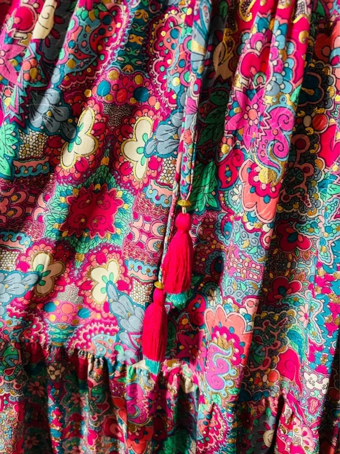 🩵🌸Magnifique robe longue bohème soie neuve avec étiquette Made in India fairycore Silk maxi dress🌸🩵 - photo numéro 15
