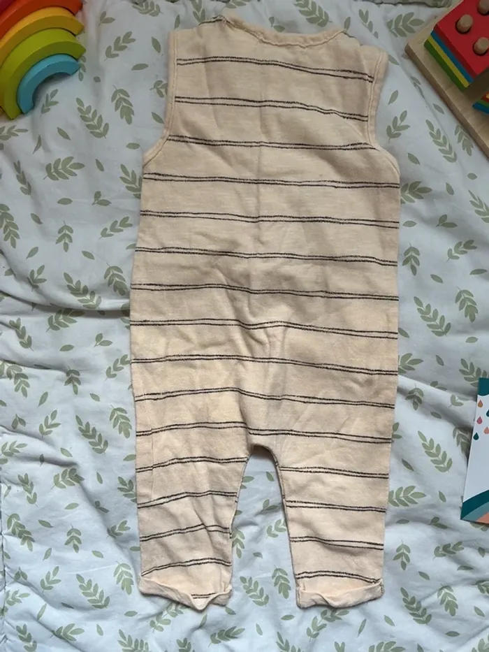 combinaison légère beige rayures zara 3/6 mois - photo numéro 5