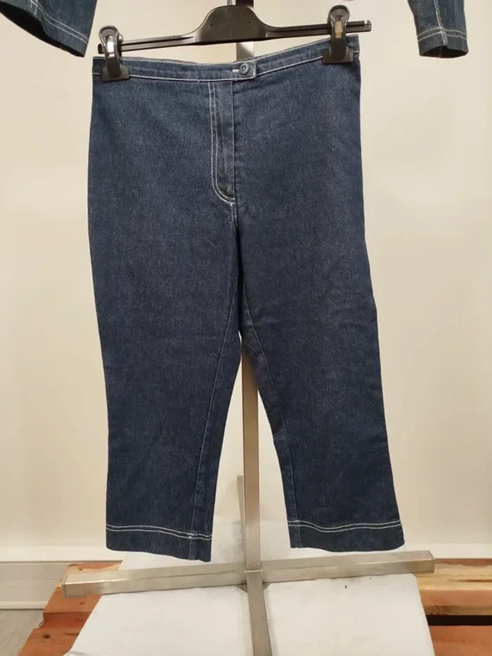 Ensemble en jean Femme - pantacourt +veste Fait main - Taille 36 estimée - A612 - photo numéro 3