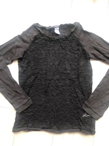 T shirt manches longues dentelle la redoute noir taille 34/36