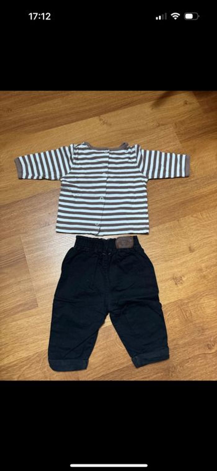 Ensemble bébé garçon tee shirt manche longue et  pantalon  3 mois - photo numéro 2