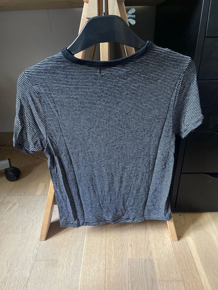 T-shirt noir et blanc rayures taille xs - photo numéro 2