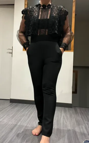 Combinaison noir transparente sexy neuve