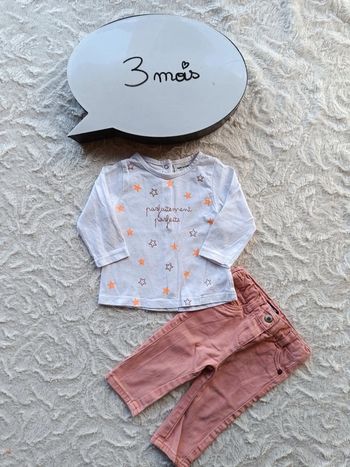 Ensemble (blouse manches longues+pantalon jeans) Fille 3 mois étoile Parfaitement parfaite
