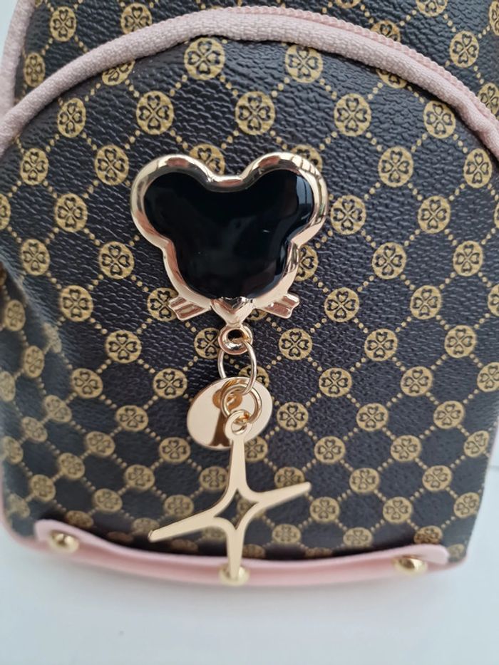 Sac Bandoulière Rose Marron Avec Bijou Sac Et Porte Monnaie - photo numéro 19
