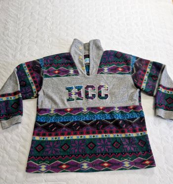 Pull Polaire Mixte Vintage Multicolore à Motifs Ethniques - Taille 14 ans (convient S/M)