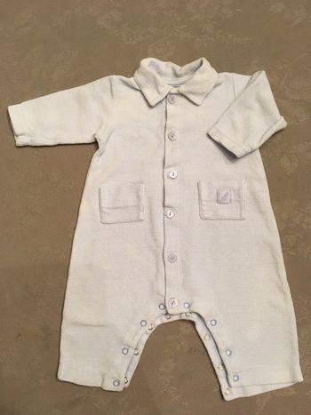 Pyjama Petit Bateau 3 mois bleu ciel, velours