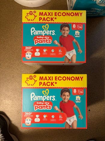2 cartons de 58 couches culottes t8 pampers harmonie