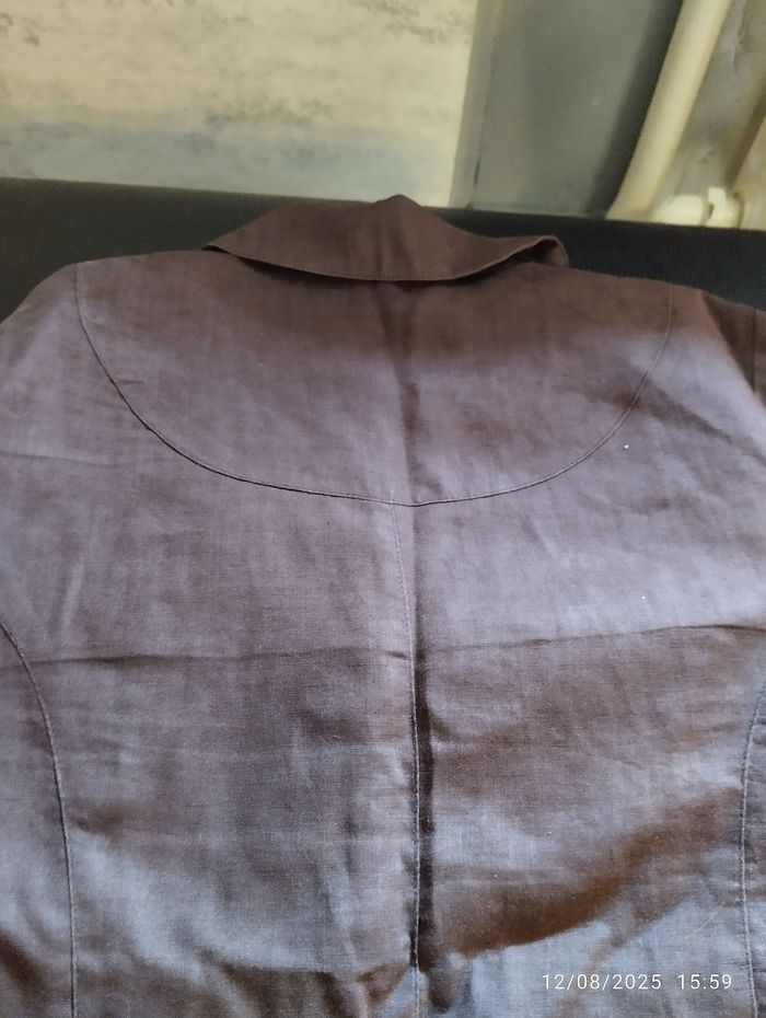 Veste chocolat en lin Phildar taille 38 - photo numéro 5