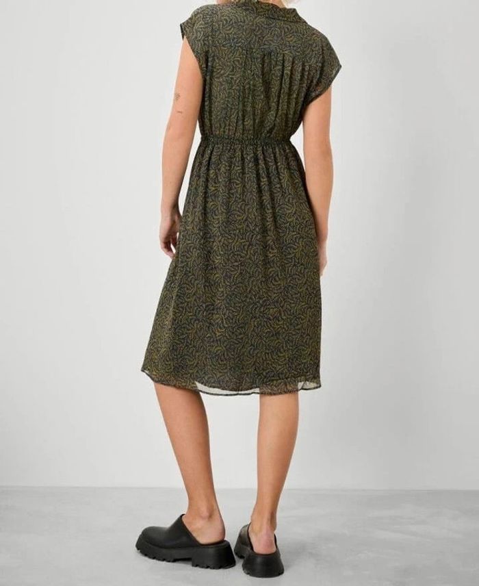 Robe fluide verte et bleu à motif feuilles américain Vintage Taille S - photo numéro 3