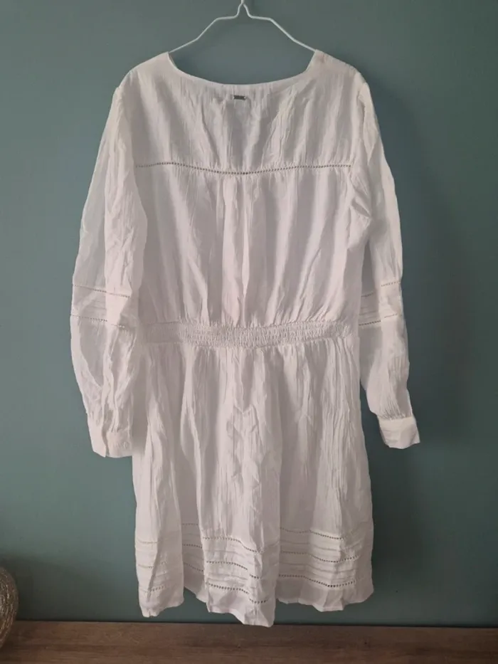Robe blanche a longues manches pépé jeans taille 42 - photo numéro 8