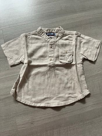 Chemisette beige en lin 6 mois