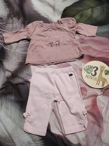 Ensemble haut doubles matières et pantalon 3 mois