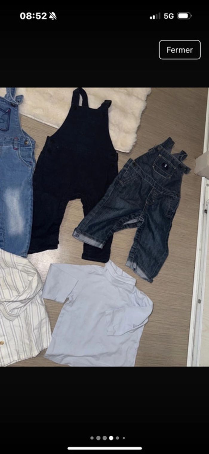 Lot 3 salopettes une chemise un pull 12 mois - photo numéro 4