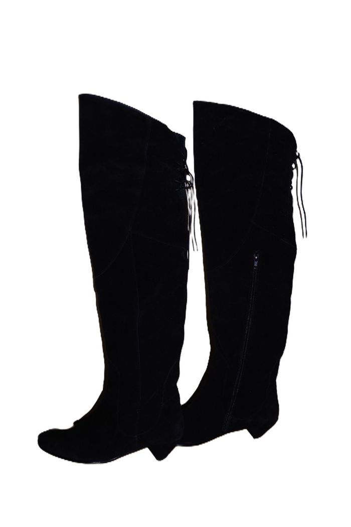 Cuissardes noires San marina Cuir de veau suédé T 39 - photo numéro 2