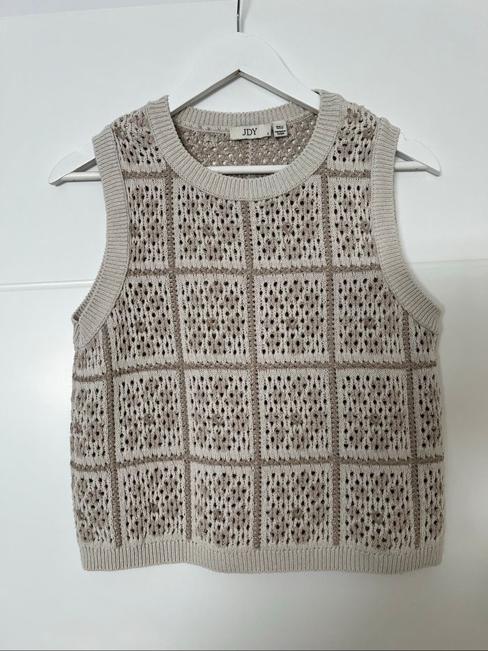 Pull sans manche crochet maille S