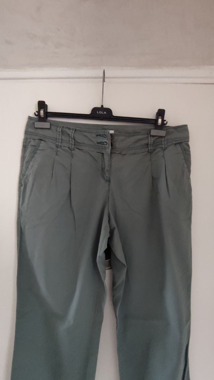 Pantalon femme en toile marque Promod taille 42 couleur kaki - photo numéro 2