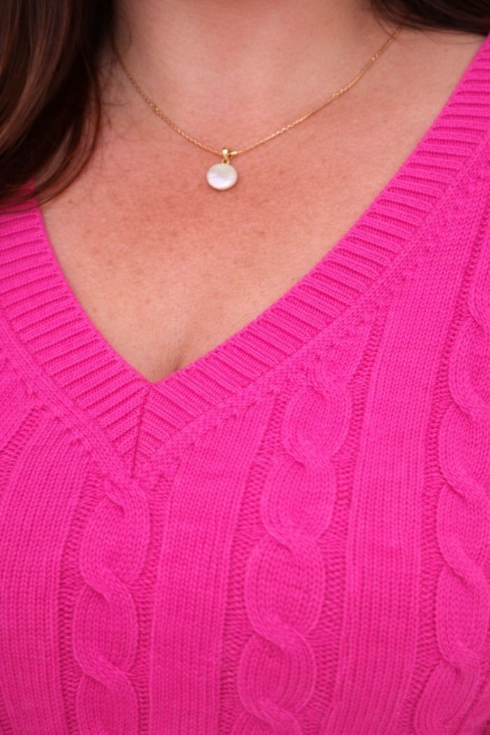 Robe pull en tricot maille torsadée rose fushia vif Femme taille 52 marque Boohoo 💍 - photo numéro 3