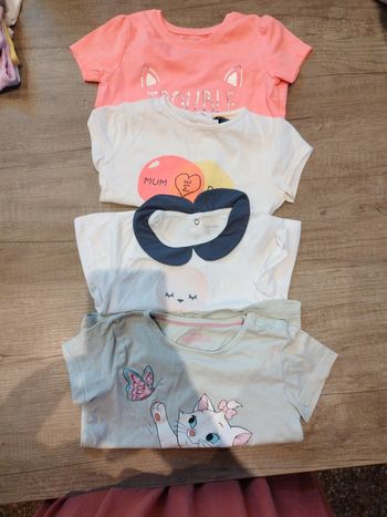 Lot de 4 t-shirt manches courtes bébé fille 1 an été