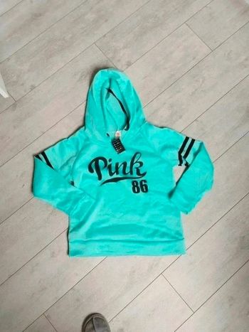 Sweat-shirt à capuche turquoise Pink